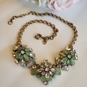 J Crew Retired Necklace Wildflower Statement Crystal Summer Theme Goldtone 18"